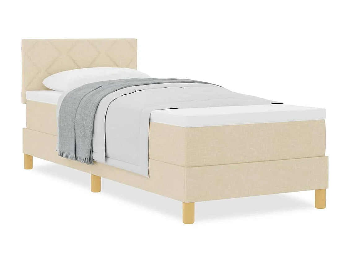 Cadre de lit avec matelas avec matelas Crème 80 x 200 cm tissu