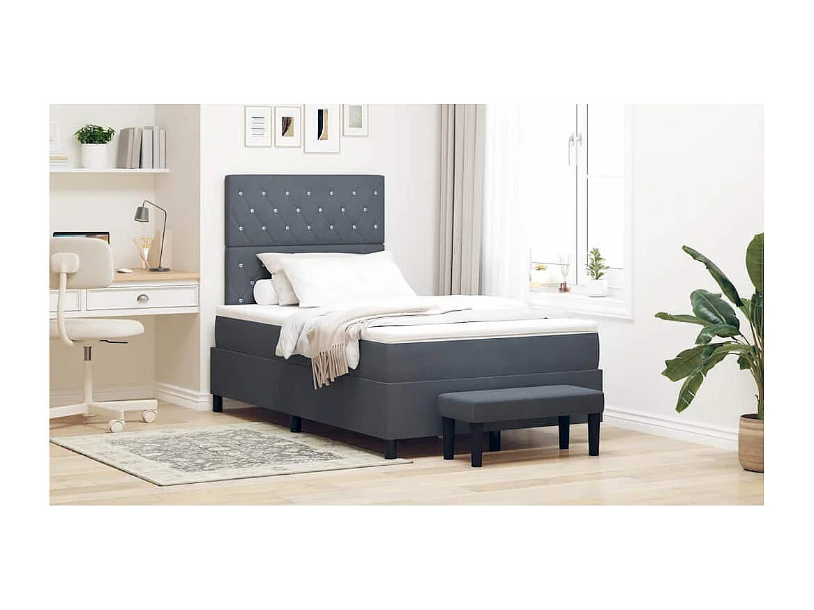 Cama tipo Box Spring Gris oscuro 120 x 200 cm Terciopelo