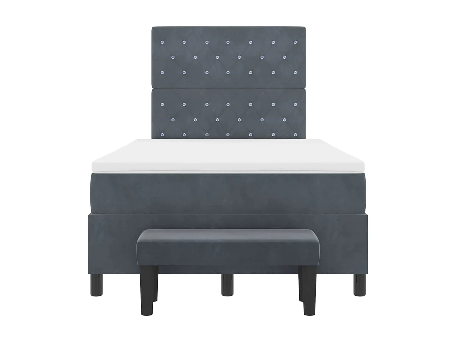 Cama tipo Box Spring Gris oscuro 120 x 200 cm Terciopelo