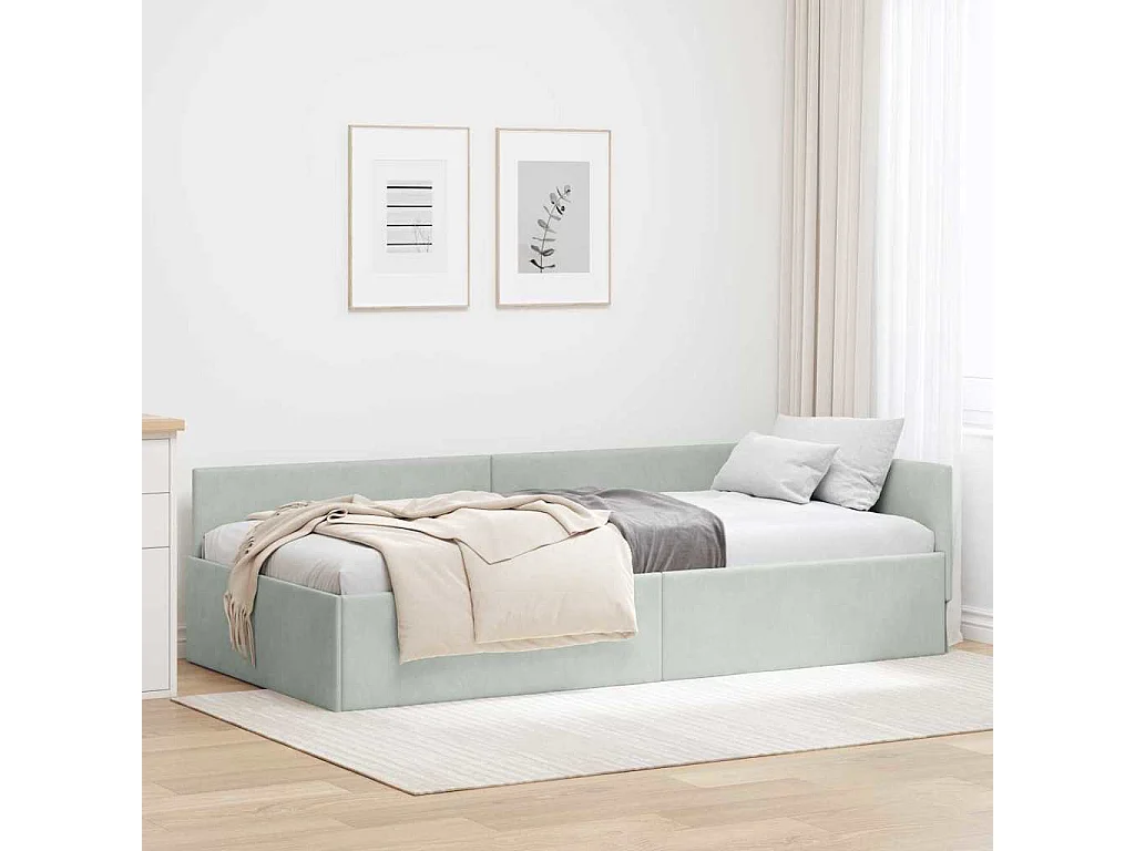 Estrutura de Cama de Canto Outros Cinzento-claro 80 x 200 cm