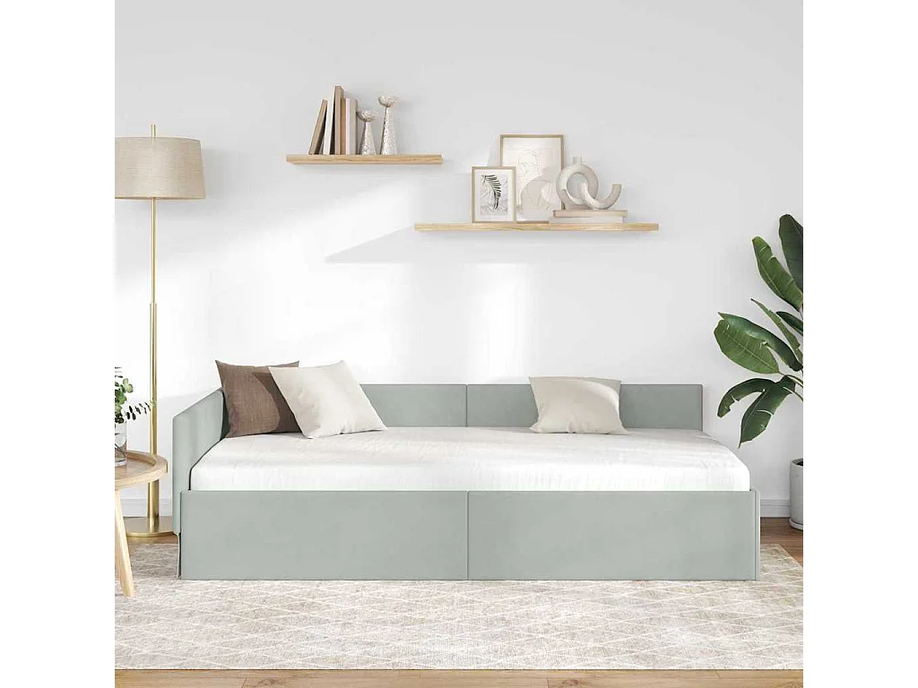 Estrutura de Cama de Canto Outros Cinzento-claro 80 x 200 cm