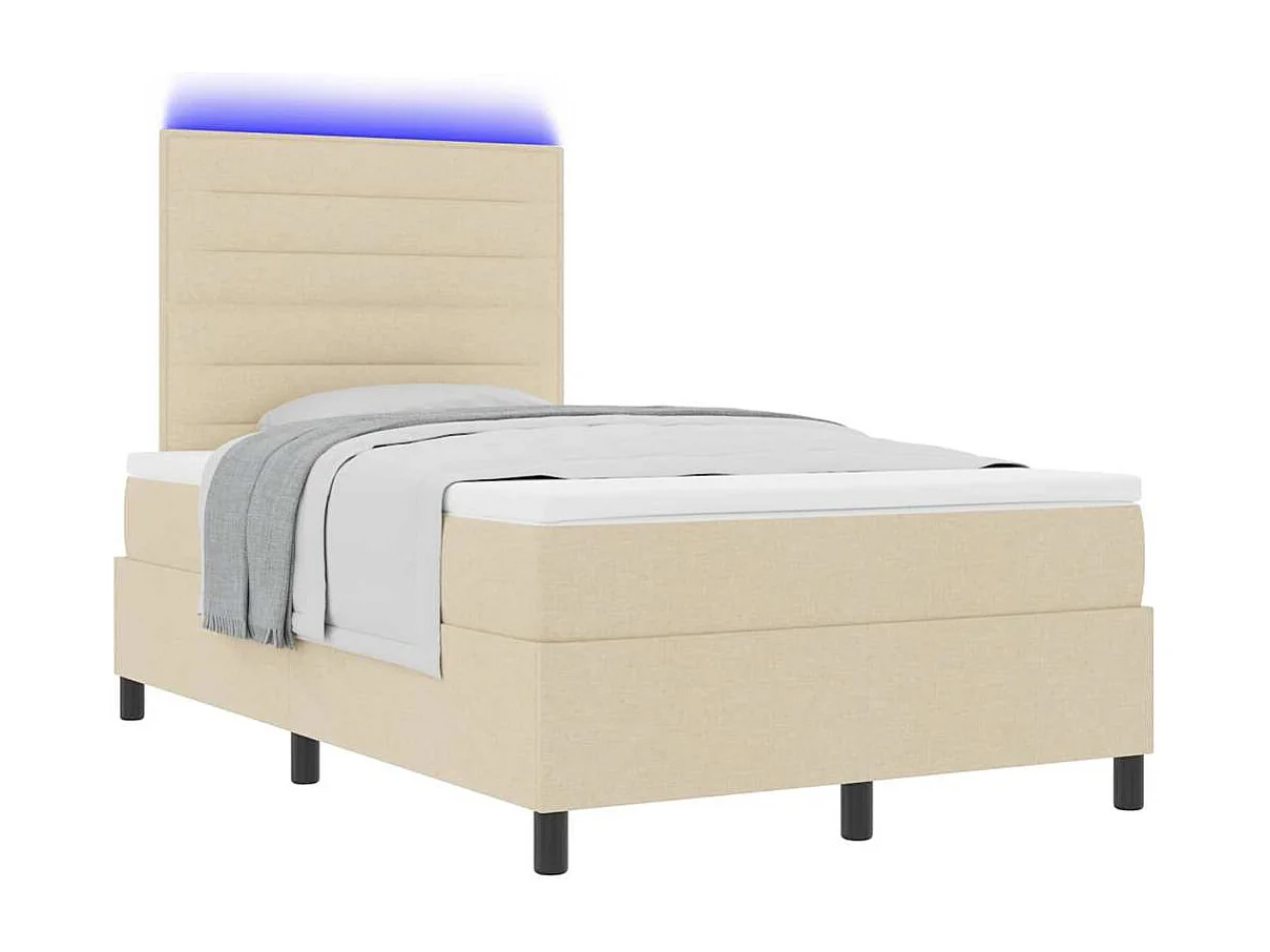 Cadre de lit avec matelas Crème 120 x 200 cm tissu