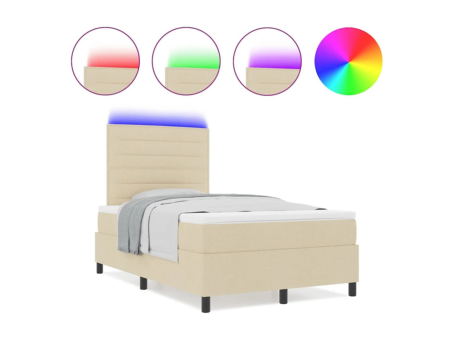 Cadre de lit avec matelas Crème 120 x 200 cm tissu