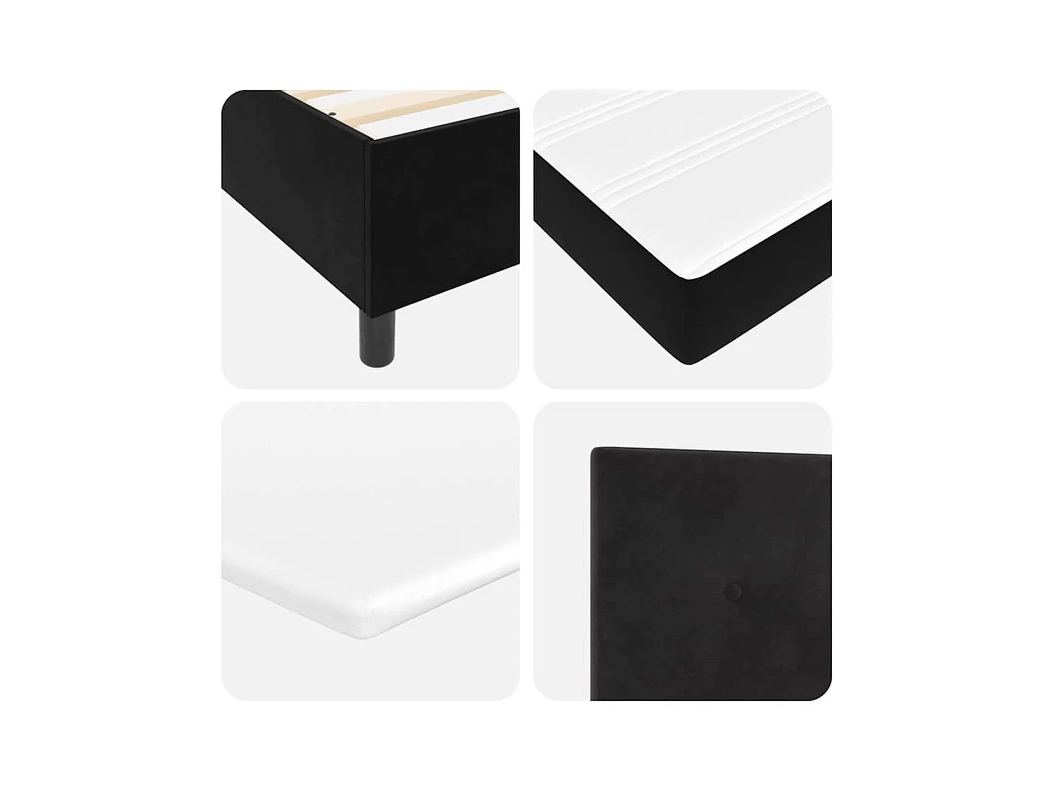 Cadre de lit avec matelas Noir 200 x 200 cm Velours