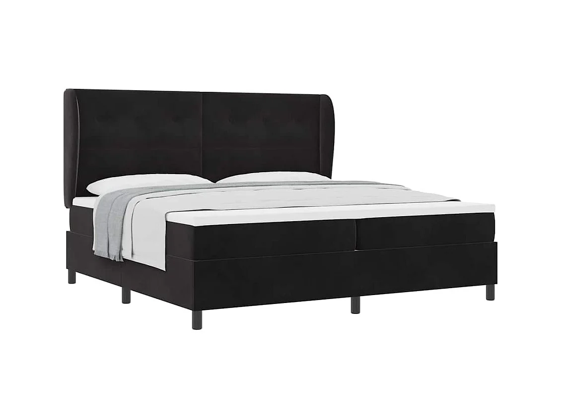 Cadre de lit avec matelas Noir 200 x 200 cm Velours