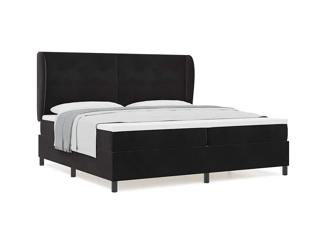 Cadre de lit avec matelas Noir 200 x 200 cm Velours
