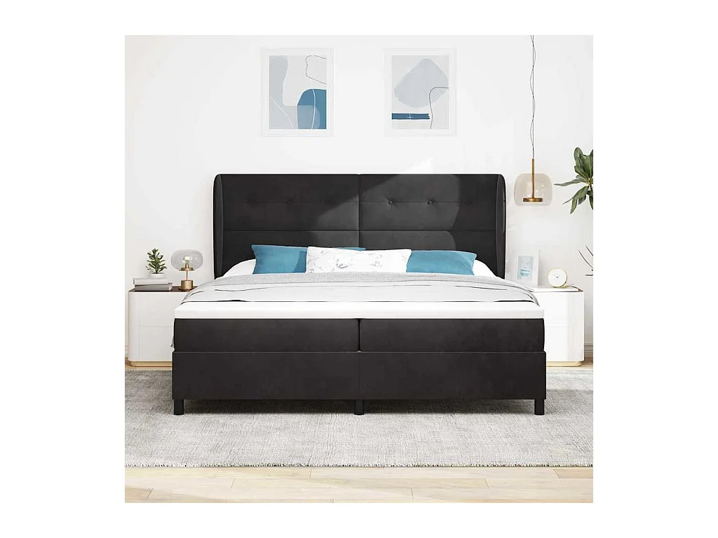 Cadre de lit avec matelas Noir 200 x 200 cm Velours