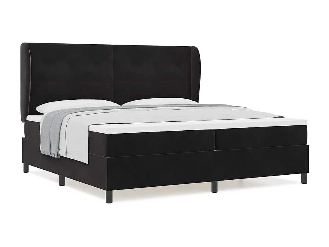 Cadre de lit avec matelas Noir 200 x 200 cm Velours