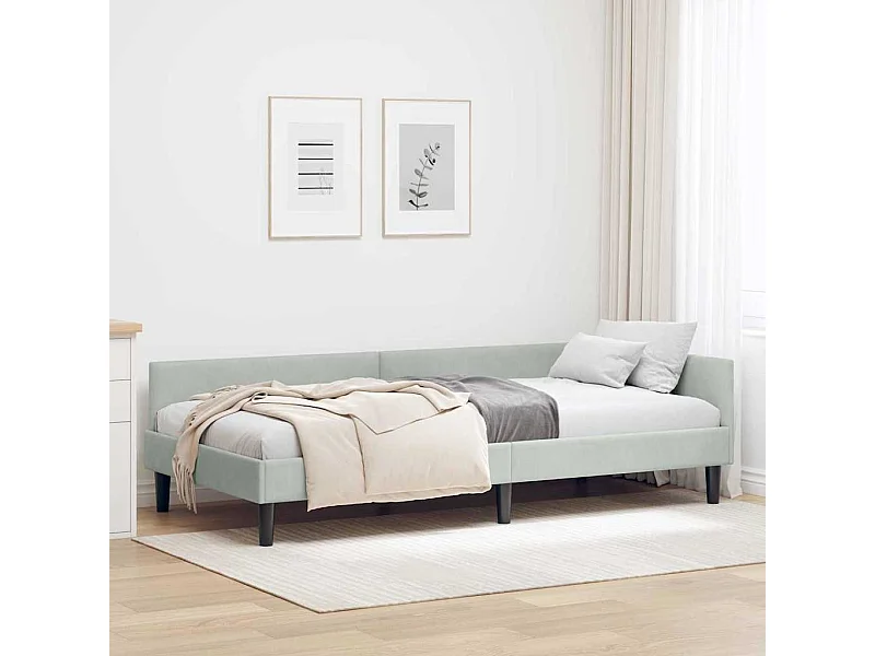 Hoekbedframe met hoofdeinde Lichtgrijs 90 x 190 cm