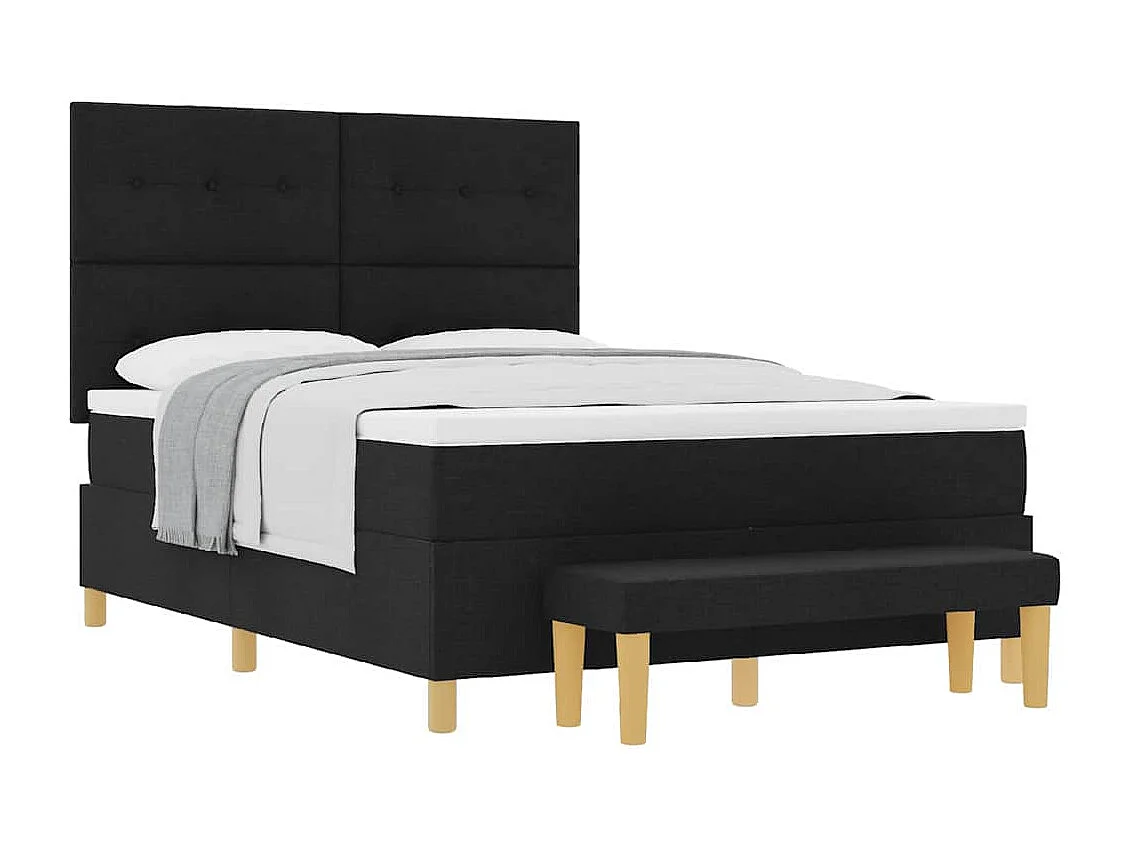 Boxspring bed met matras met hoofdeinde Zwart 160 x 200 cm Stof