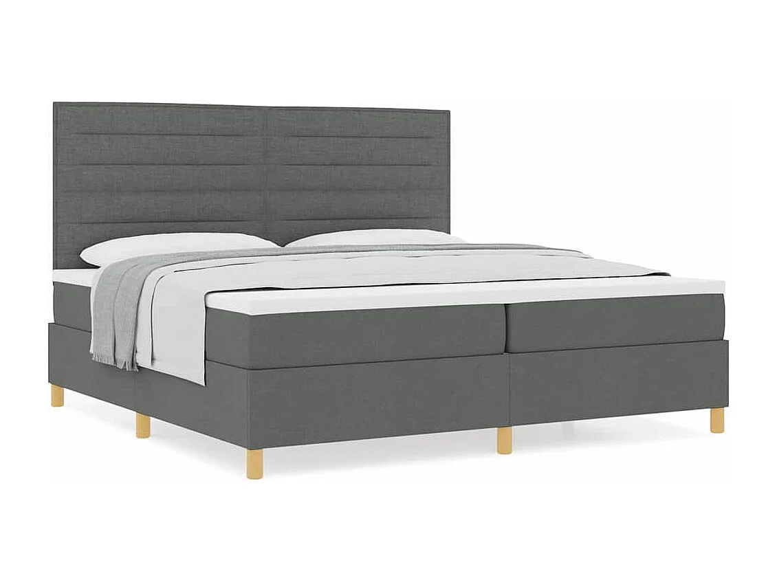 Cama tipo Box Spring con cabecera Gris oscuro 200 x 200 cm tela