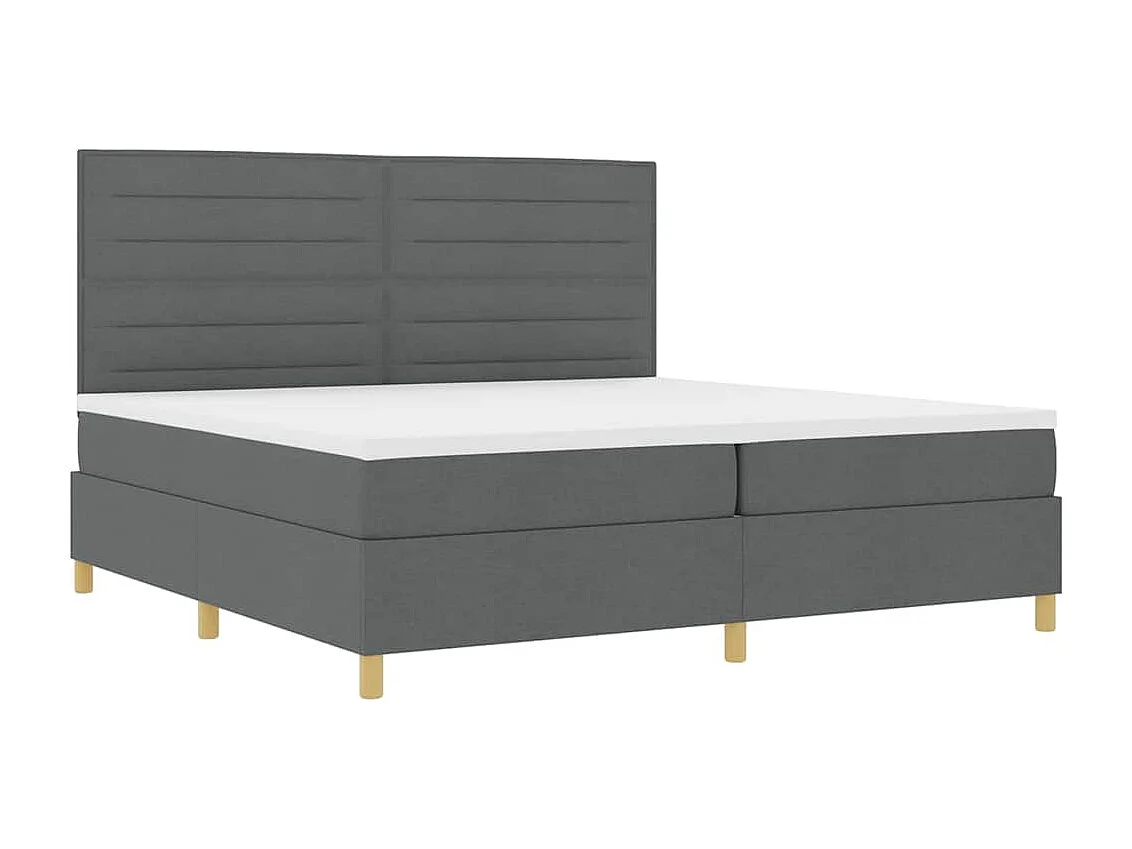 Cama tipo Box Spring con cabecera Gris oscuro 200 x 200 cm tela