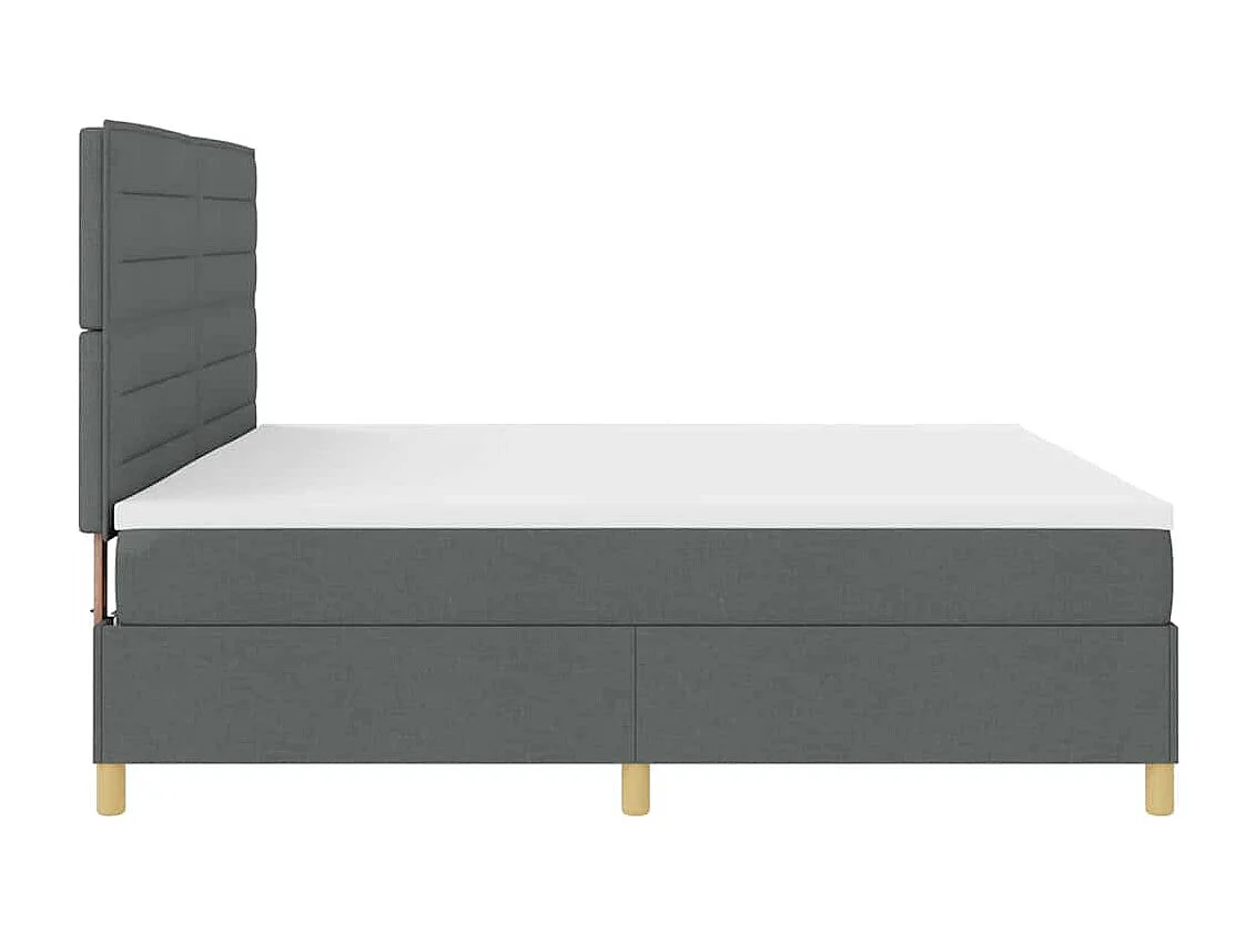 Cama tipo Box Spring con cabecera Gris oscuro 200 x 200 cm tela