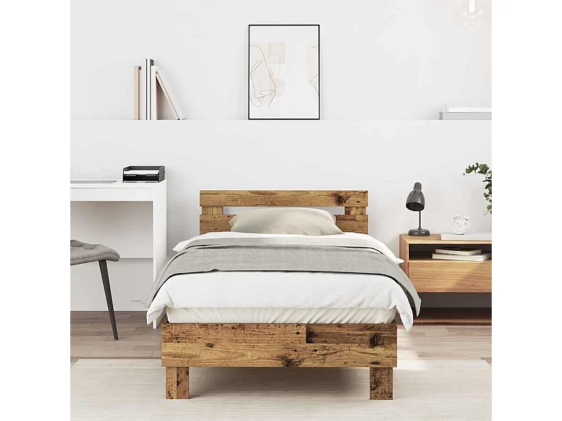 Bedframe met hoofdeinde Oud Hout 90 x 200 cm Bewerkt hout