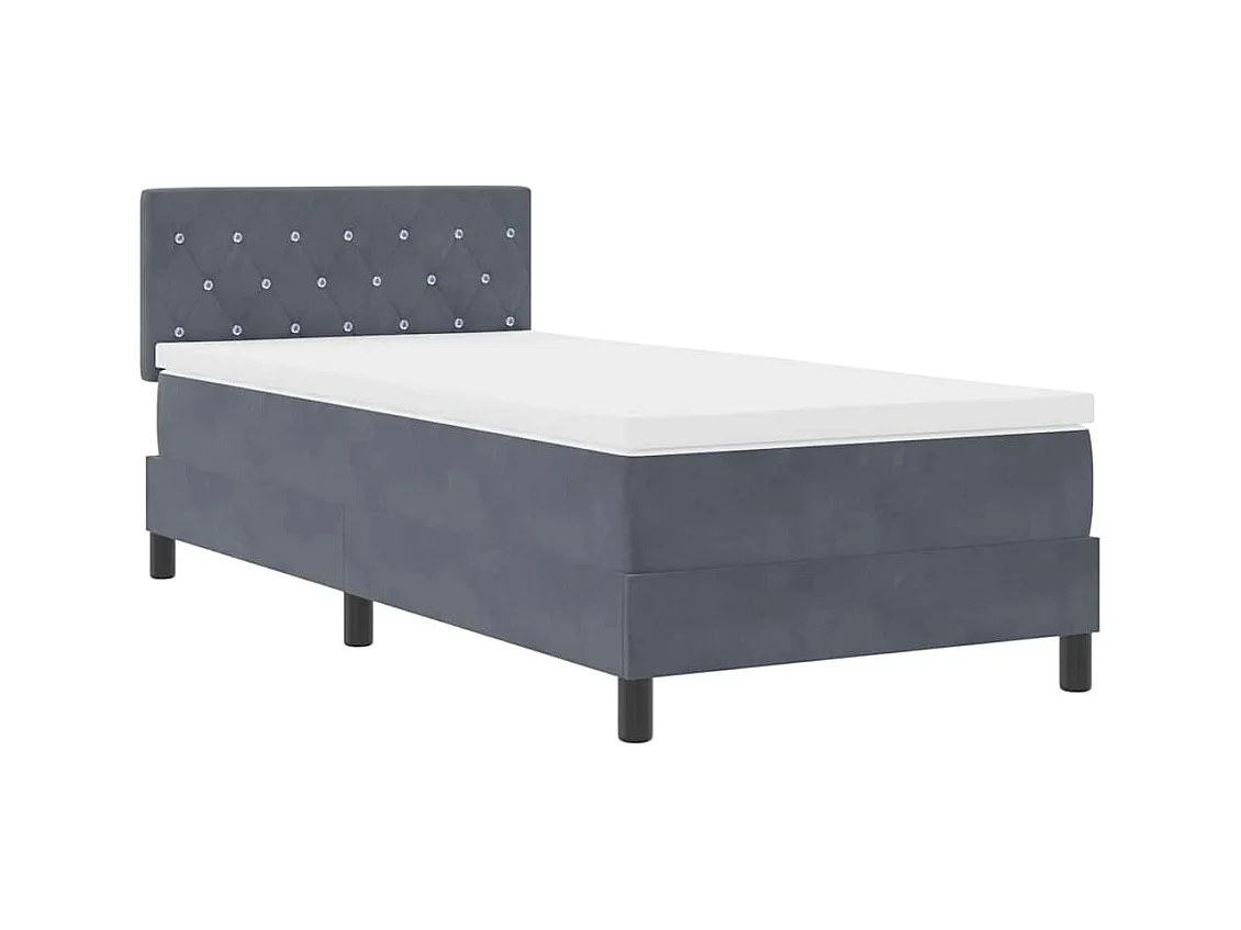 Cama tipo Box Spring Gris oscuro 90 x 200 cm Terciopelo
