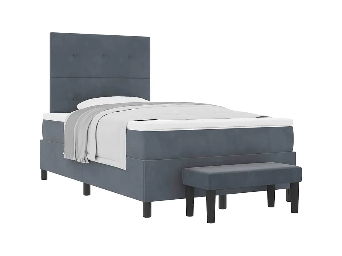 Cadre de lit avec matelas Gris foncé 120 x 200 cm Velours