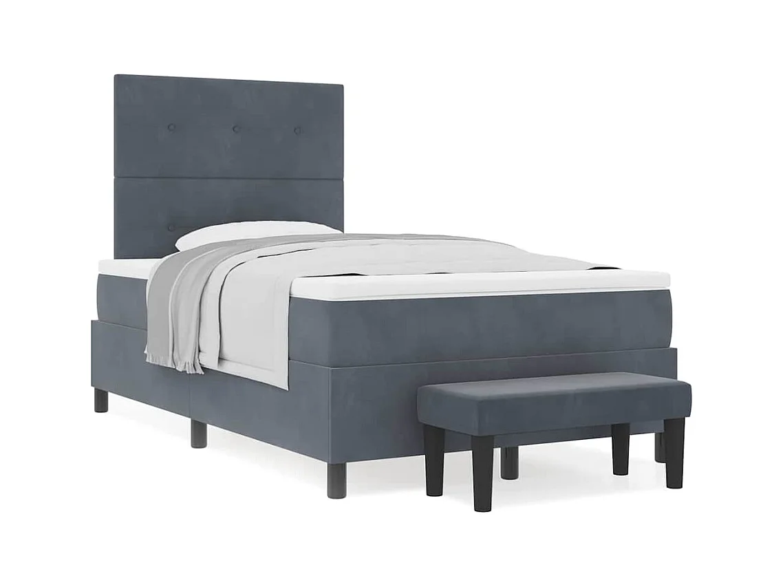 Cadre de lit avec matelas Gris foncé 120 x 200 cm Velours