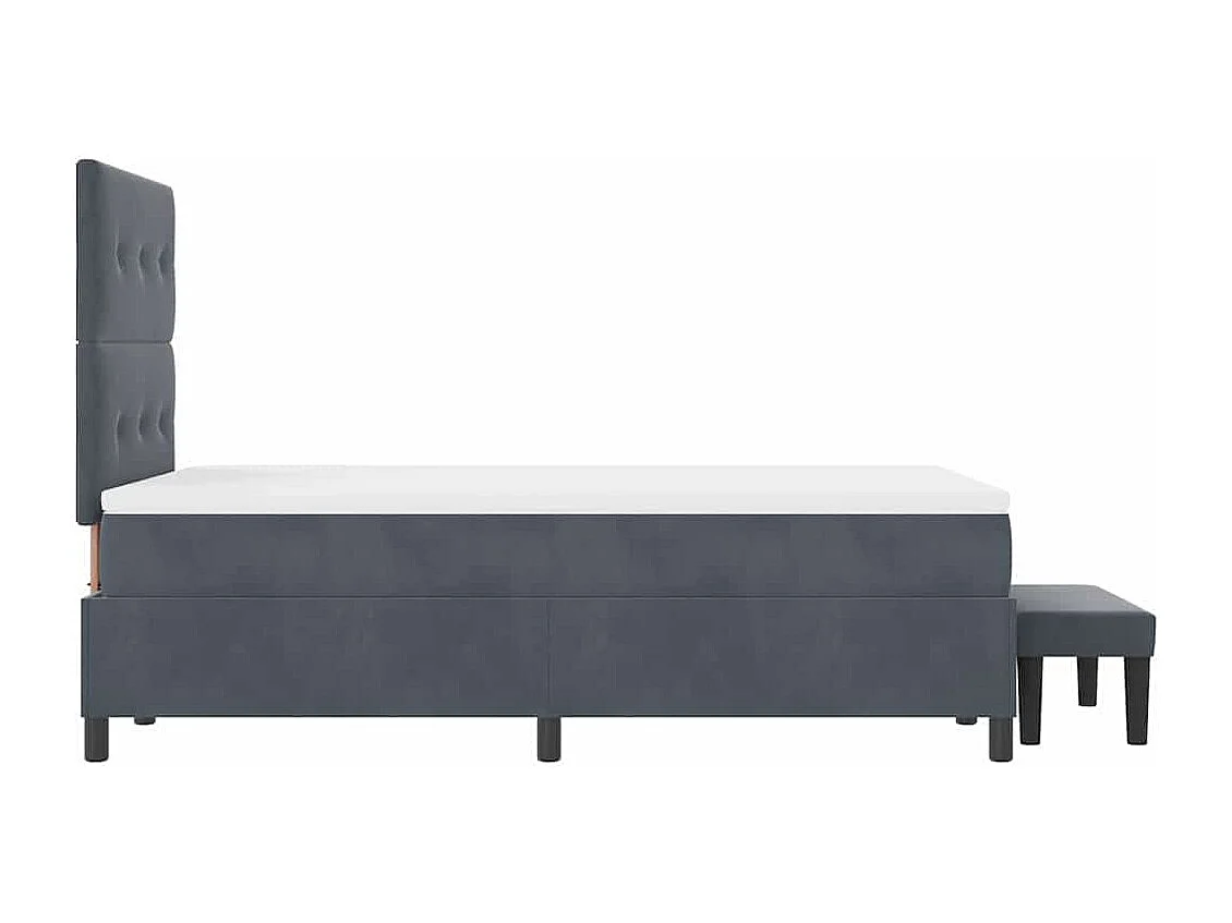 Cadre de lit avec matelas Gris foncé 120 x 200 cm Velours