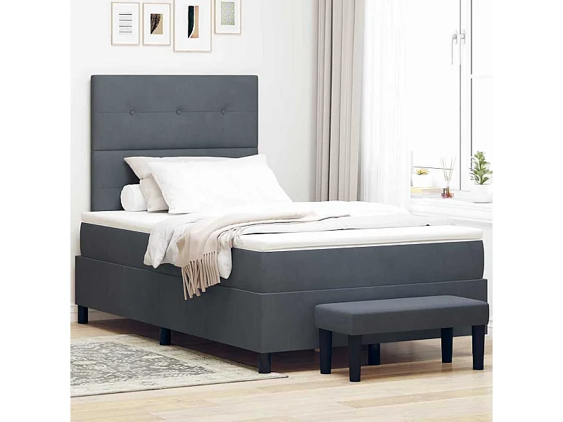 Cadre de lit avec matelas Gris foncé 120 x 200 cm Velours