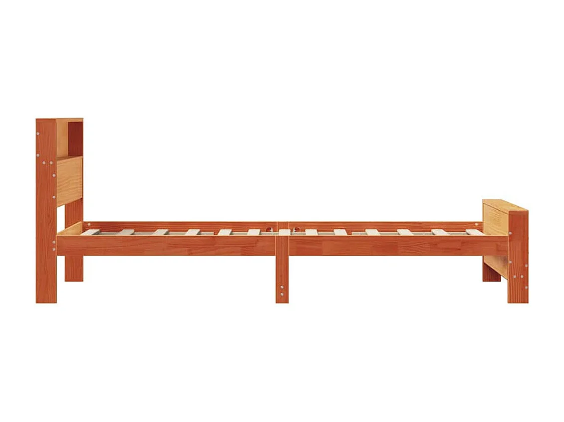 Estructura de cama con cabecera Marrón cera 90 x 190 cm