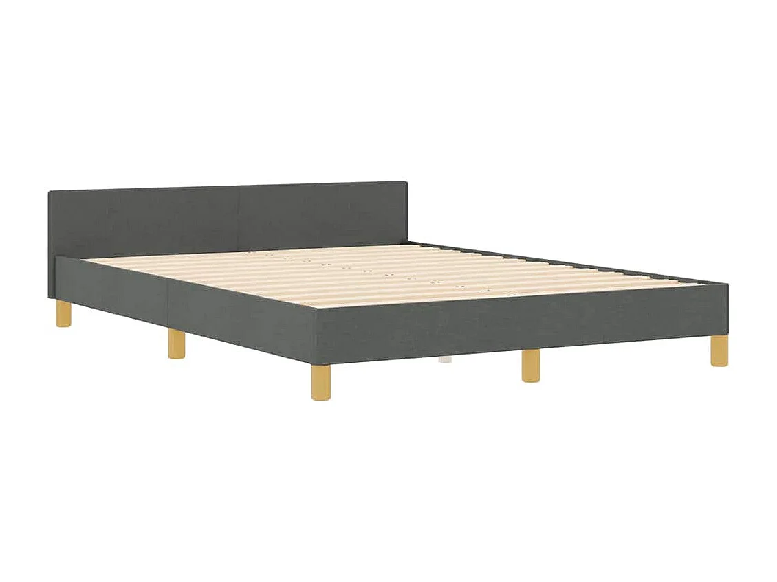 Estructura de cama con cabecera Gris oscuro 160 x 200 cm tela