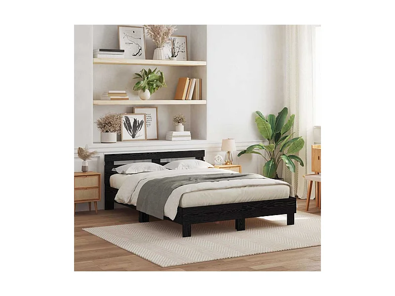 Cadre de lit Chêne noir 140 x 200 cm Bois d'ingénierie