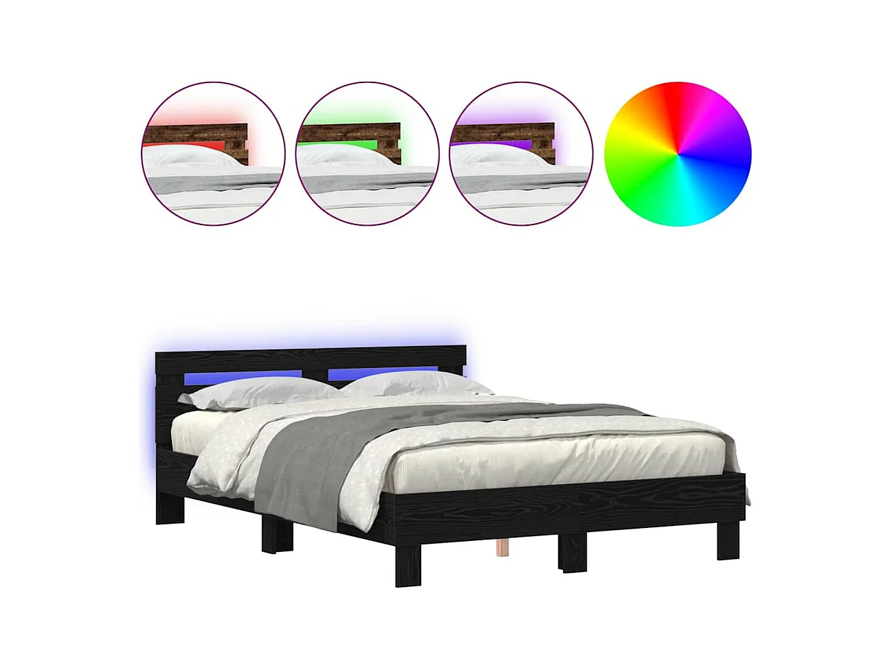 Cadre de lit Chêne noir 140 x 200 cm Bois d'ingénierie