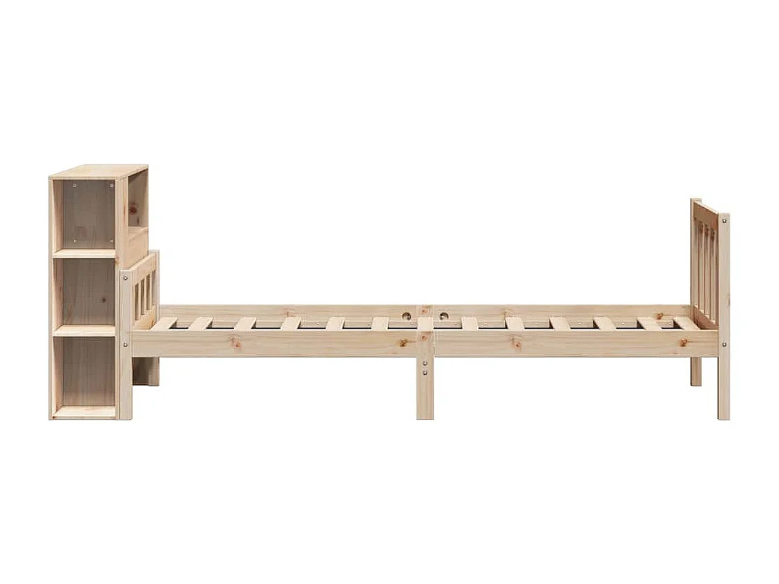 Bed met boekenkast zonder matras massief grenenhout 90x190 cm