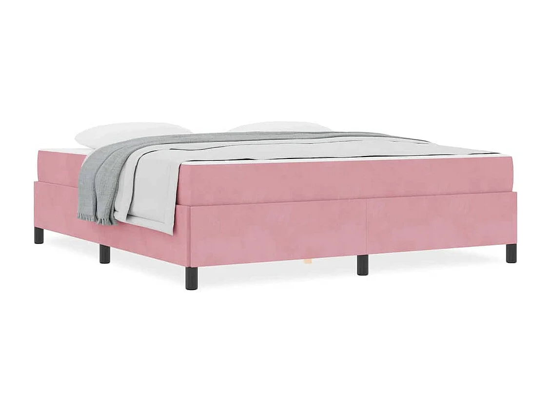 Estrutura da Cama com colchão Rosa e branco 180 x 200 cm Veludo
