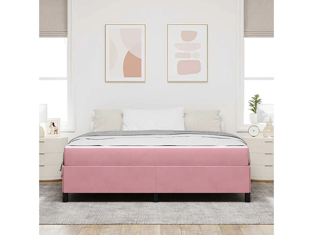 Estrutura da Cama com colchão Rosa e branco 180 x 200 cm Veludo
