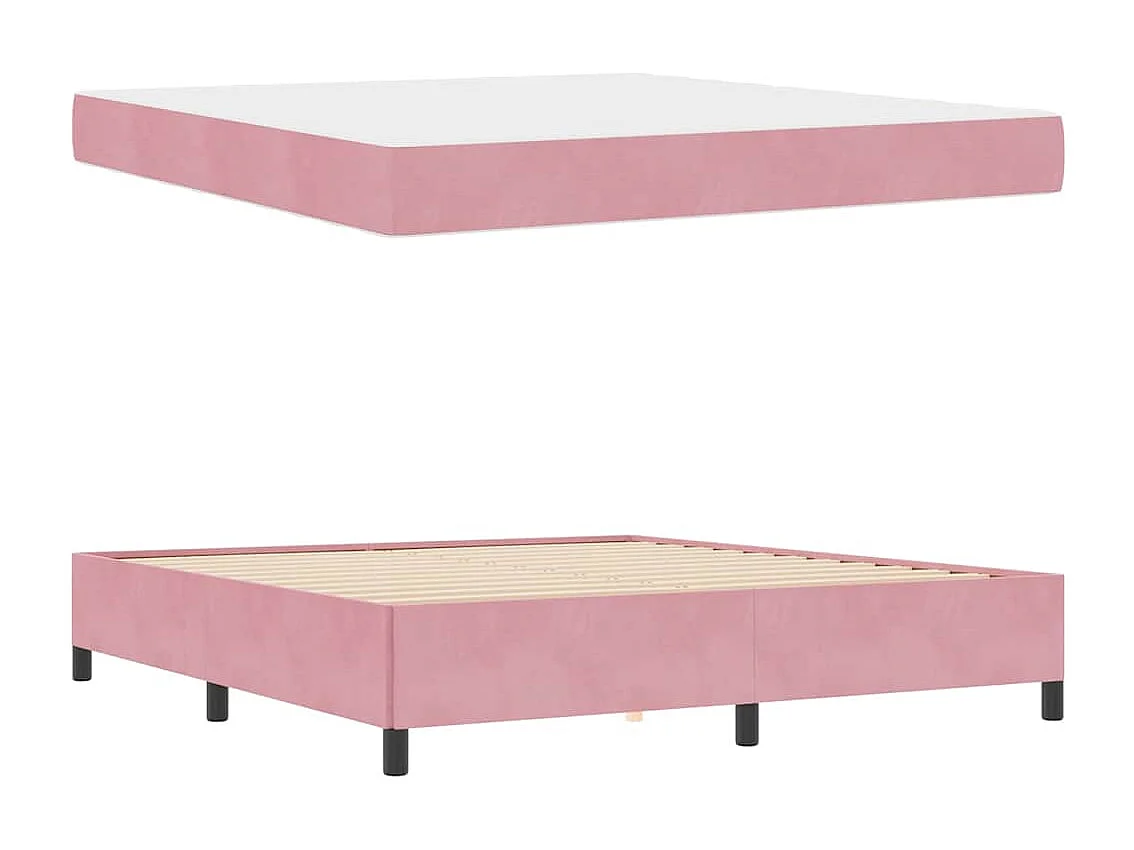 Estrutura da Cama com colchão Rosa e branco 180 x 200 cm Veludo
