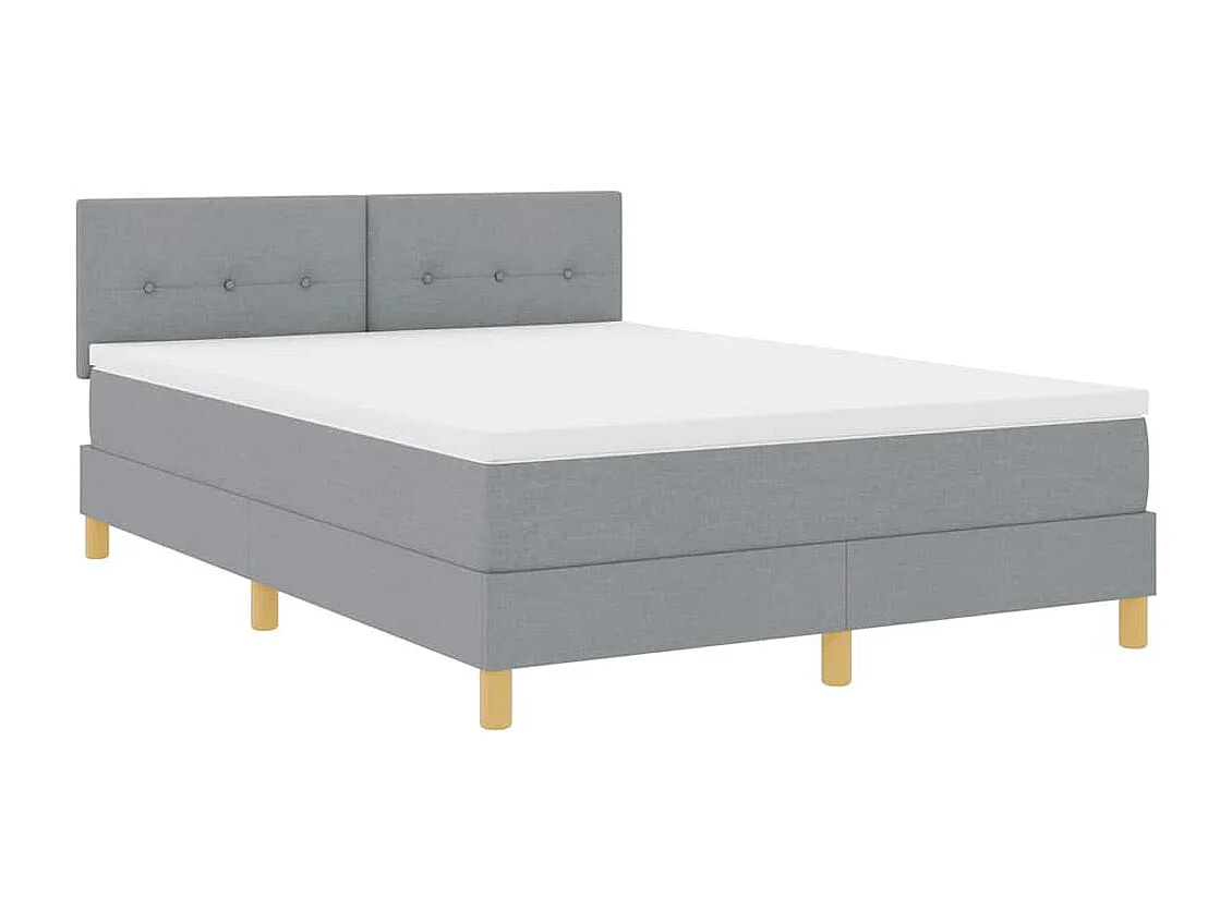 Cama box spring con colchón Gris claro 140 x 200 cm tela