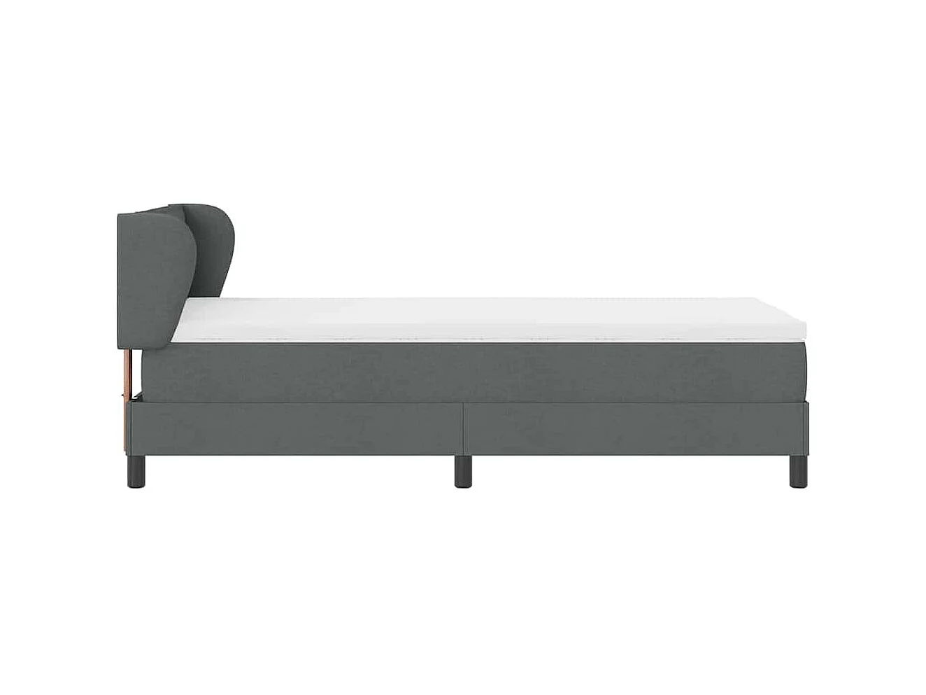 Cadre de lit avec matelas Gris foncé 90 x 190 cm tissu