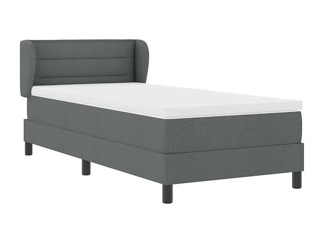 Cadre de lit avec matelas Gris foncé 90 x 190 cm tissu