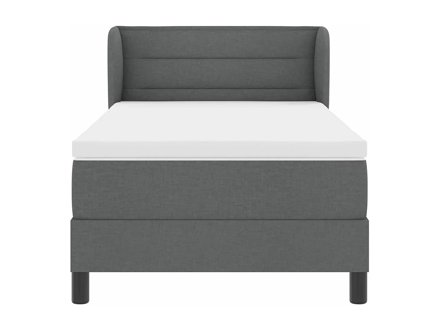 Cadre de lit avec matelas Gris foncé 90 x 190 cm tissu