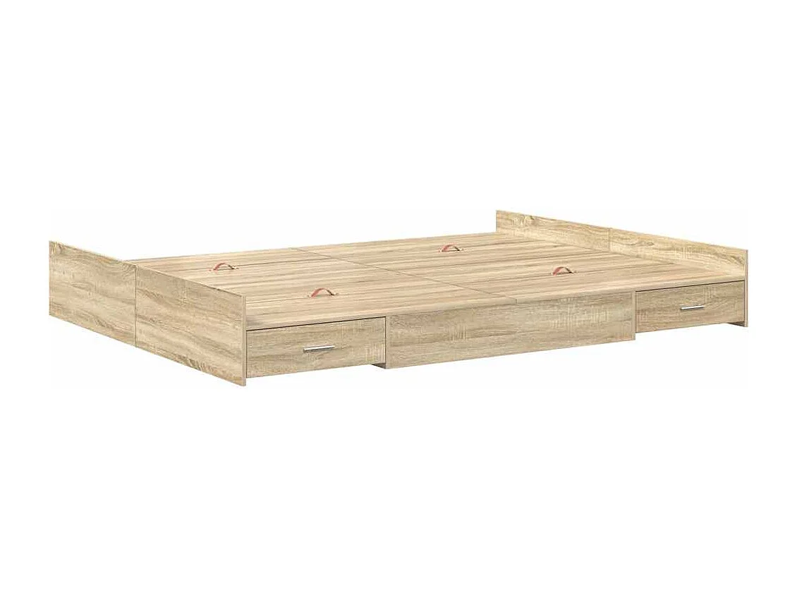 Opbergbedframe met lade Sonoma eiken 150 x 200 cm Bewerkt hout