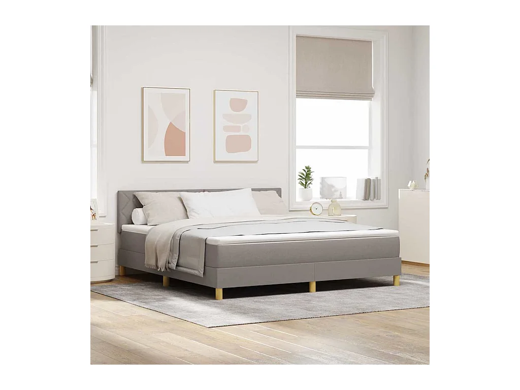 Cadre de lit avec matelas Taupe 180 x 200 cm tissu