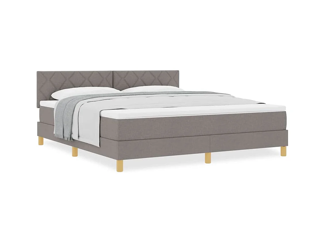 Cadre de lit avec matelas Taupe 180 x 200 cm tissu