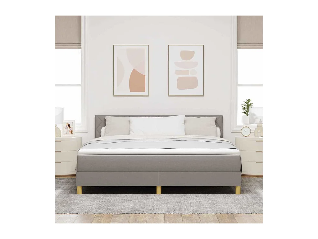Cadre de lit avec matelas Taupe 180 x 200 cm tissu