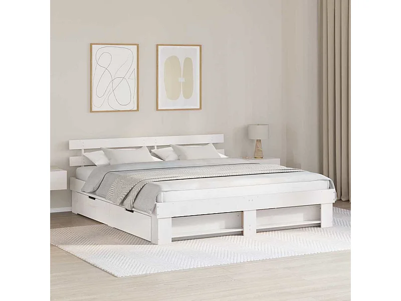 Estructura de cama Blanco 180 x 200 cm Madera maciza de pino