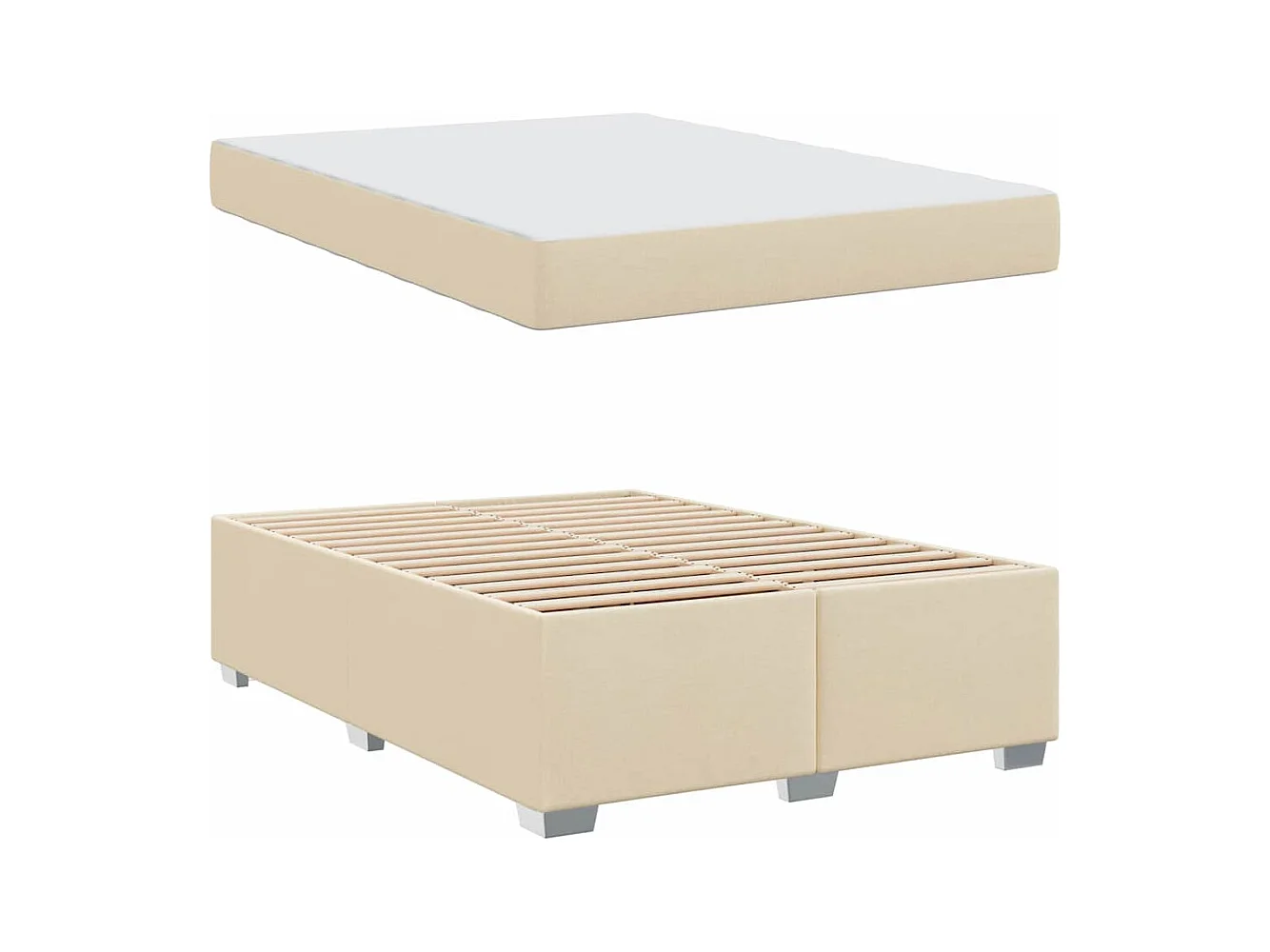 Cadre de lit Crème 160 x 200 cm tissu