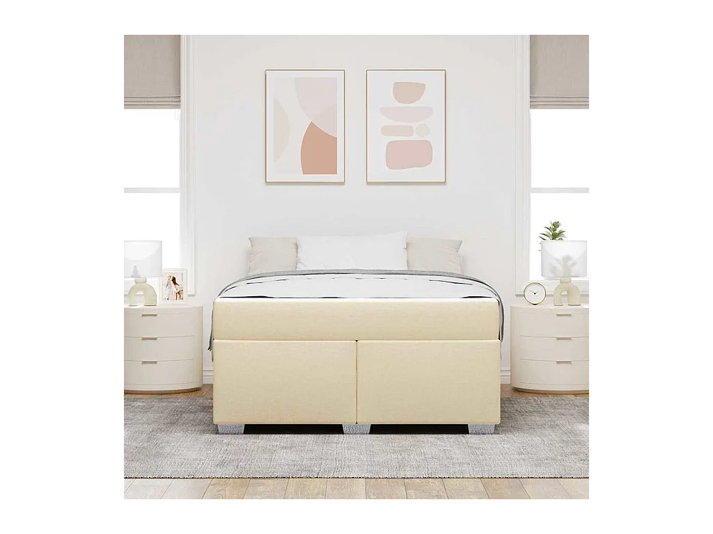 Cadre de lit Crème 160 x 200 cm tissu