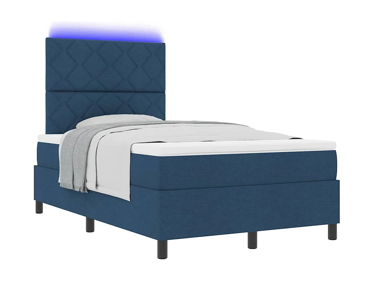 Cadre de lit avec matelas Bleu 120 x 190 cm tissu