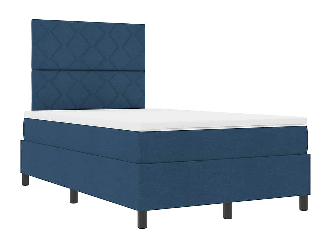 Cadre de lit avec matelas Bleu 120 x 190 cm tissu