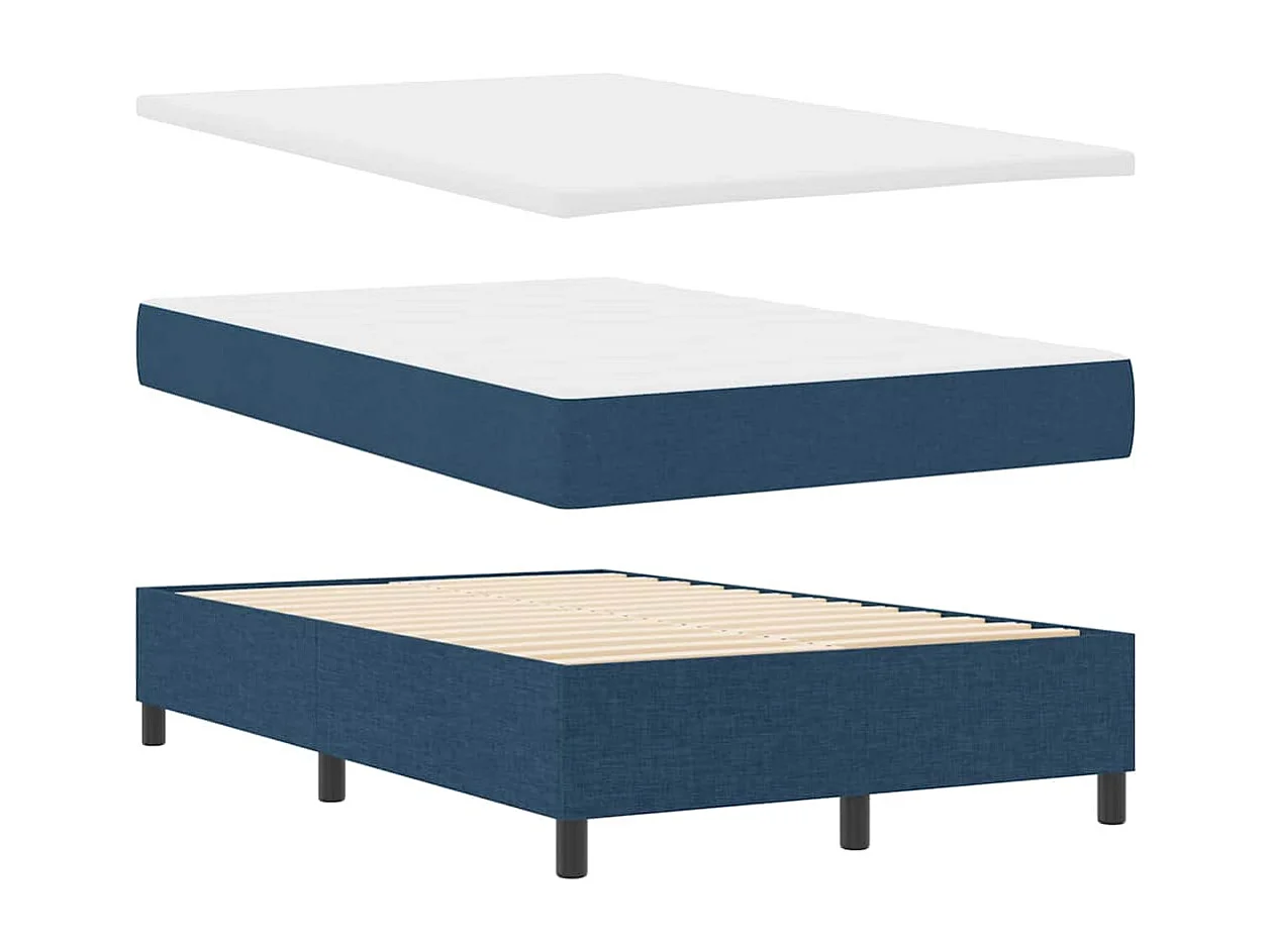Cadre de lit avec matelas Bleu 120 x 190 cm tissu