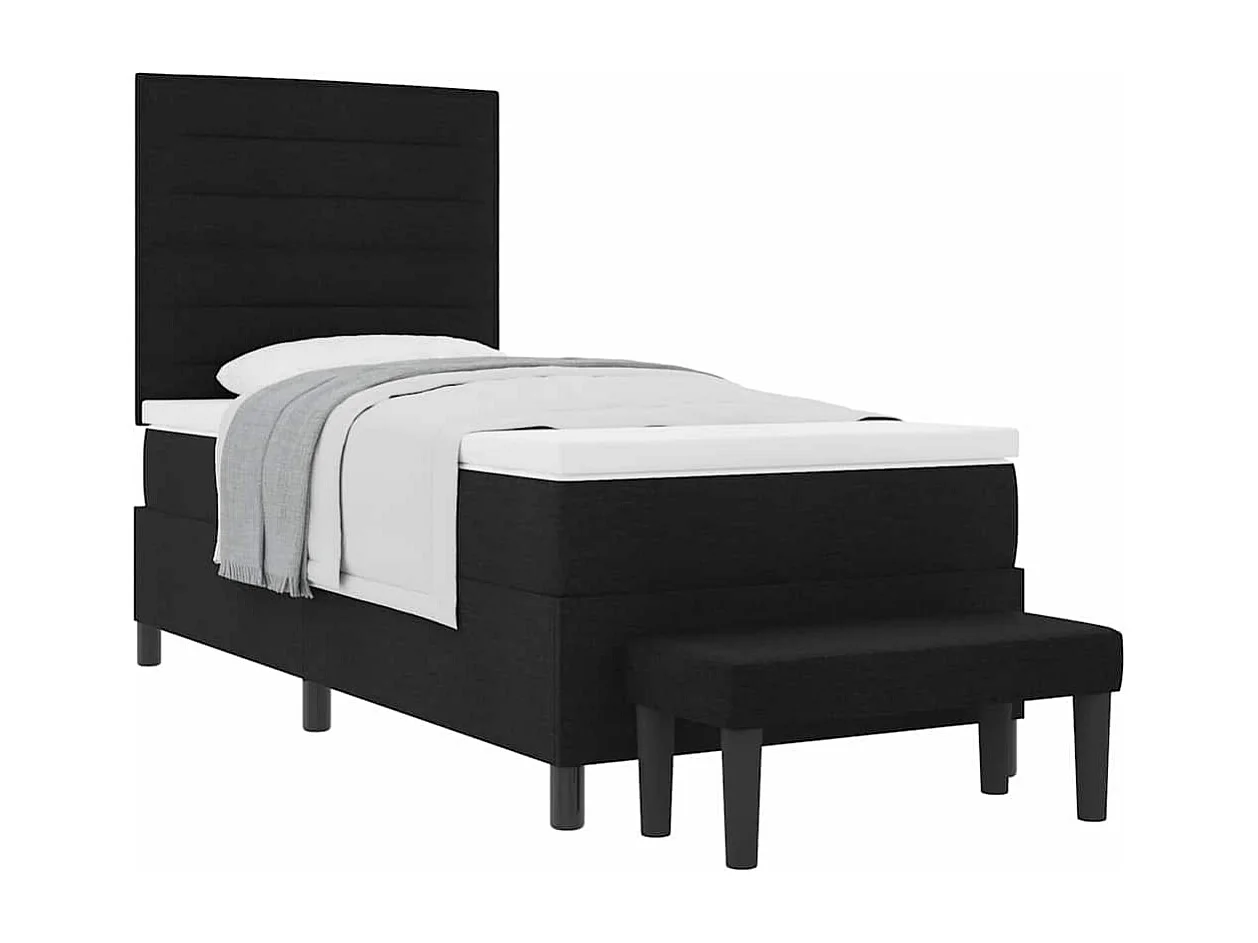 Cadre de lit avec matelas Noir 90 x 200 cm tissu