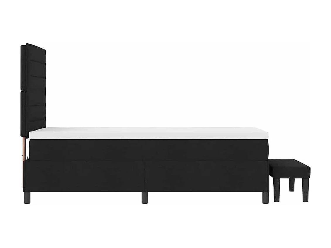 Cadre de lit avec matelas Noir 90 x 200 cm tissu