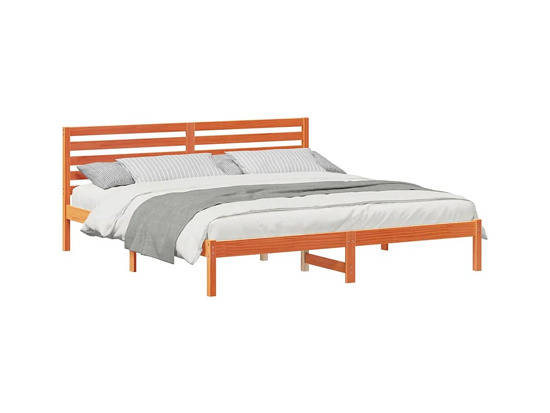 Cadre de lit Marron cire 200 x 200 cm Bois massif en pin