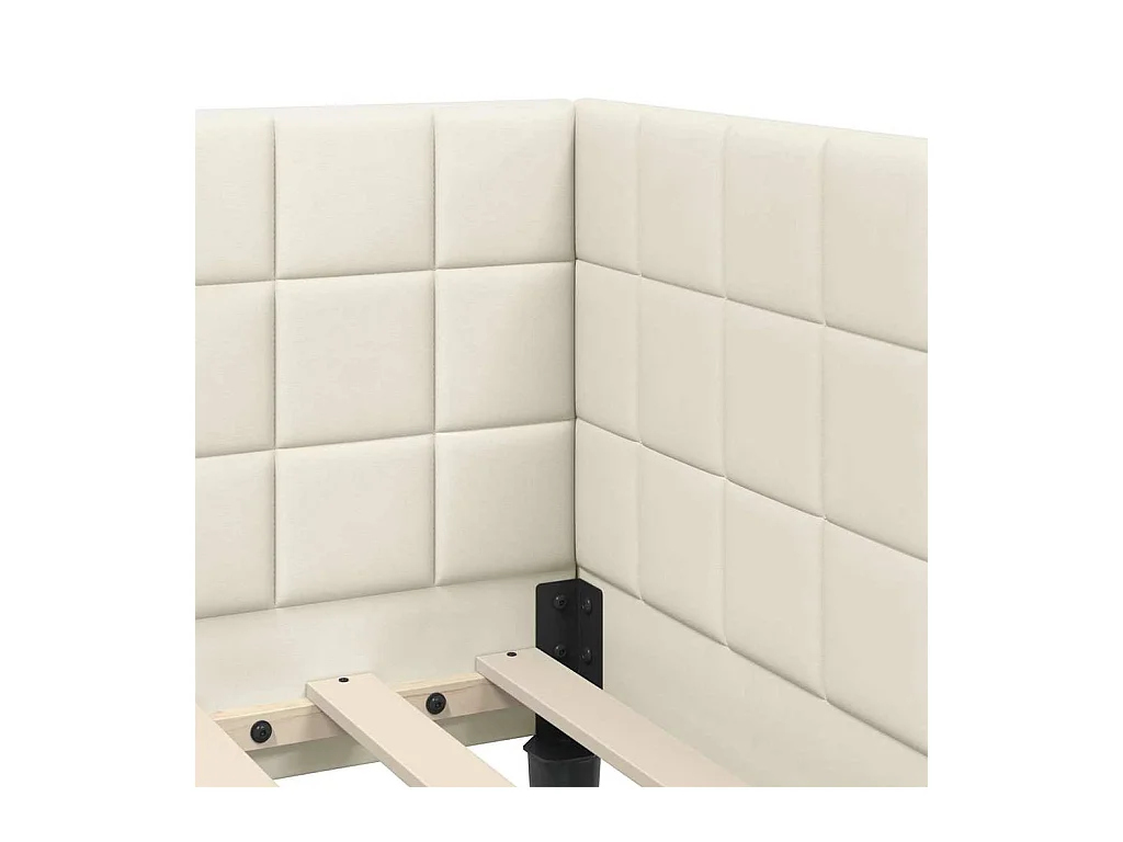 Cadre de lit d'angle avec tête de lit Crème 90 x 200 cm Velours