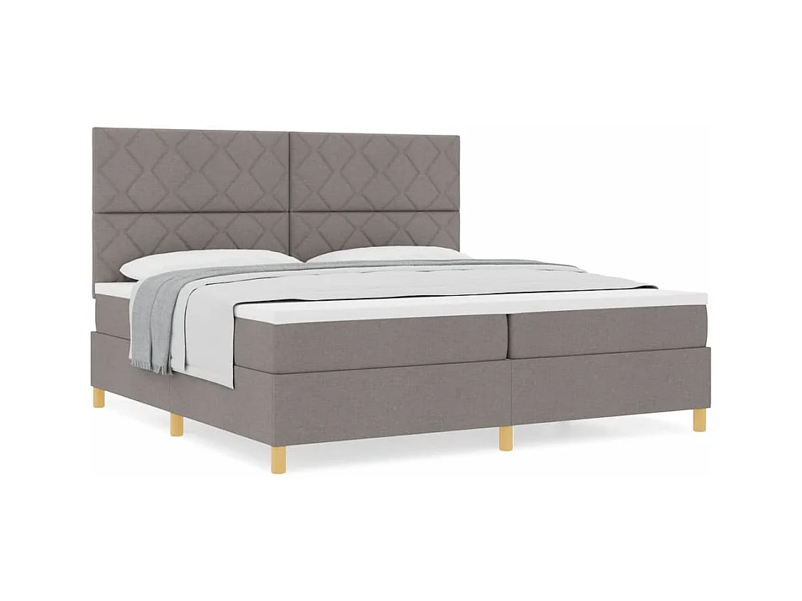 Cadre de lit avec tête de lit Taupe 200 x 200 cm tissu